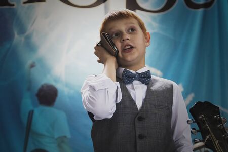 funny he enthusiastically showed emotionの写真素材