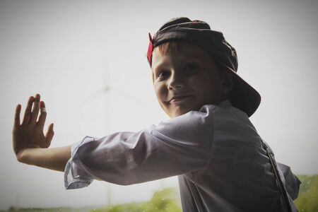 funny he enthusiastically showed emotionの写真素材