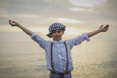 funny he enthusiastically showed emotionの写真素材