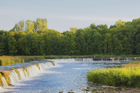 Latvia. -Meeting of the beautiful waterfall Ventspils hubの写真素材