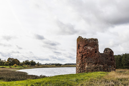 Latvija.No Piltenes mighty castle ruins have remained soの写真素材
