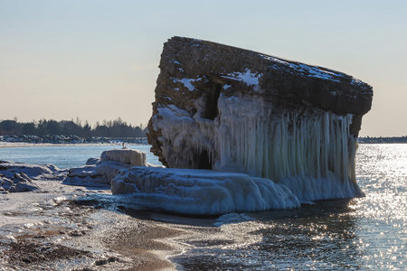 On a cold winter day, the collapsed forts have been frozen