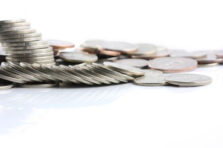 coins isolated on a white backgroundの写真素材