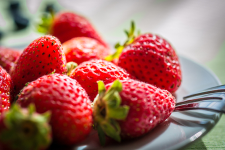 Red strabwerries (closeup)の写真素材