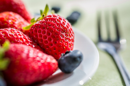 Strawberries on a plate.の写真素材