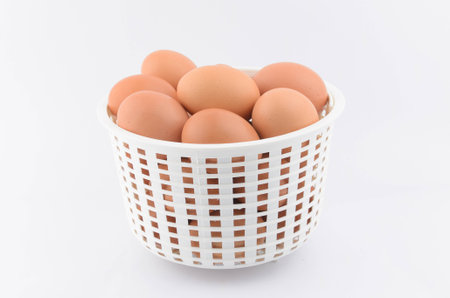 Eggs in basketの写真素材