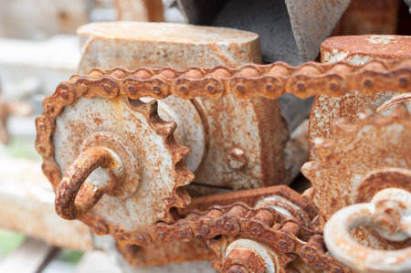 rust gear and chainの写真素材