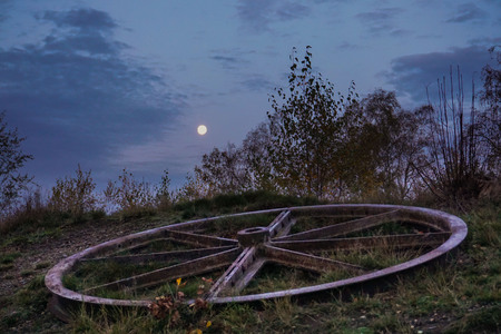 Mining Wheel in the Moonshineの写真素材