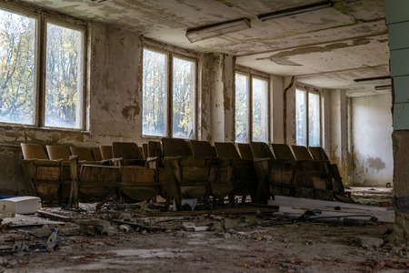 A old, decay, chemical teaching buildung in the czech republicの写真素材