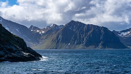 Mountain view in rugged Lofoten islands, Norway - May 2019の写真素材