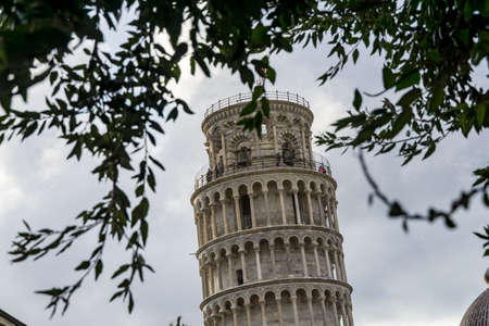 Leaning tower in Pisa, Tuscany, view on the topの写真素材