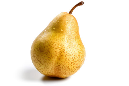Ripe pear on a white background. Fresh pear fruit. Ai generative.の素材