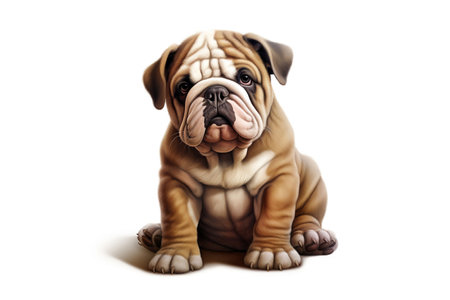English bulldog puppy fat dog isolated on white background. Generative ai.の素材