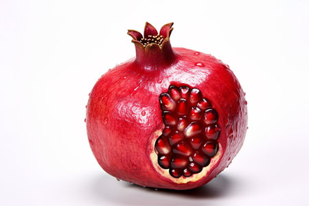 Pomegranate on a white background Fresh ripe pomegranate fruit. Ai generative.の素材