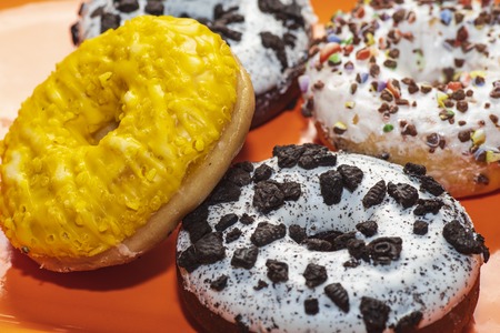 Delicious donuts with chocolateの写真素材