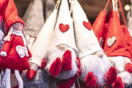 Christmas decorations balls and other miscellaneous toys at the Christmas market in Vienna. Christmas market in Vienna.の写真素材