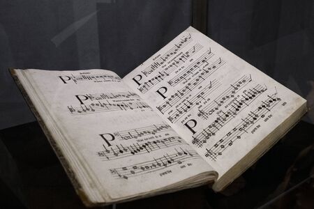 6.10.2019 Vienna,Austria . Interior of Austrian National Library old baroque library of Hapsburg empire located in Hofburg Palace.A huge old book in an old library.のeditorial素材