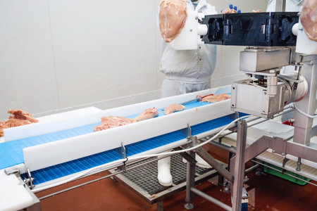 Automated production line in modern food factory.Factory for the production of food from...