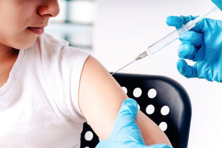 Flu influenza vaccine clinical trials concept, corona virus treatment, close up .Vaccination is...