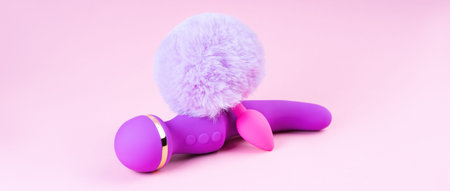 Vibrator for sex games. Toys for adults.Pink Vaginal exercise machines for intimate.Toys only for adult,massagers , vibrators for sex games.の写真素材