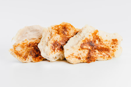 Fast cooking.Chicken fillets fried until half cooked, semi-finished product on a white background. Fast homemade food.Fast food. Quick cooking at home. Copy space.の写真素材