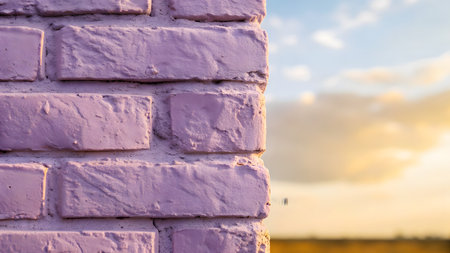 Purple brick wall texture background. Vintage tone filter effect color style.の素材