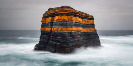 A panoramic view of the cliffs at Porthleven in Cornwallの素材