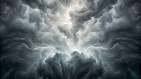 Stormy sky with white clouds. 3d rendering illustration background.の素材