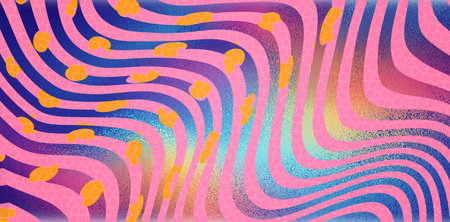 abstract background with wavy lines and spots of different colors.
