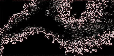 Abstract background with color blots, transitions and bends. Different shades and thickness.