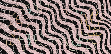 Abstract seamless pattern with geometrical figures in pink, gray and black colorsの写真素材