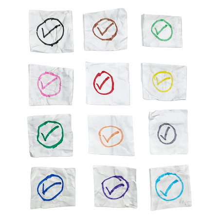 collection of various adhesive notes on white background. each one is shot separately