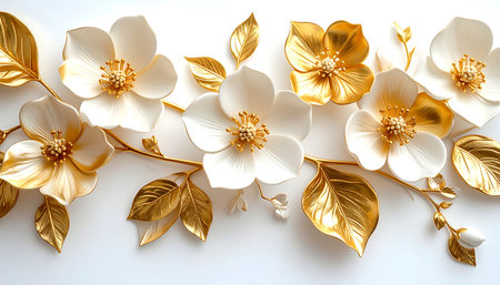 Beautiful jasmine flowers on white background. Flat lay, top viewの素材