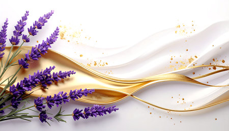 Lavender flowers on white background. 3d render illustration.の素材