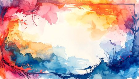 Abstract watercolor background. Hand-drawn illustration. Template for your design.の素材