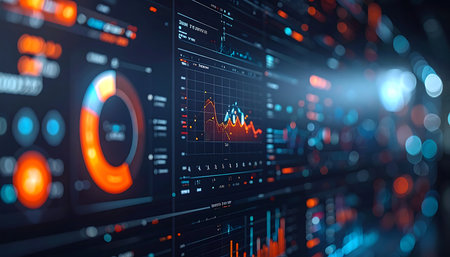 financial stock market graph on technology abstract background represent stock market financial analysis and investment concept.の素材