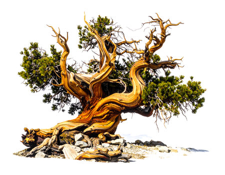 Bonsai tree isolated on white background, clipping path included.の素材