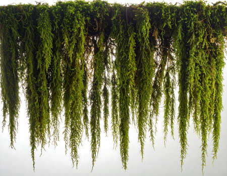 Purple water hyacinth flower isolated on white background with reflectionの素材