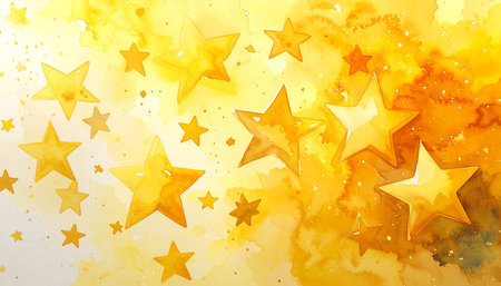 Watercolor background with stars. Hand painted watercolor background with stars.の素材