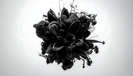 Black ink in water isolated on white background. Abstract motion blur.の素材