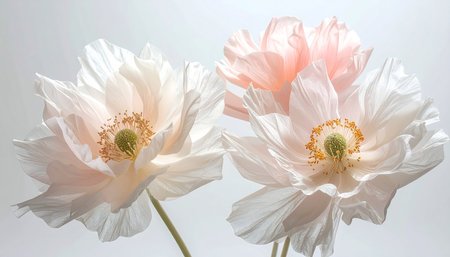 poppies on a white background, close-up, macroの素材