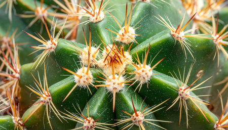 Close up of cactus with sharp thorns. Natural background.の素材