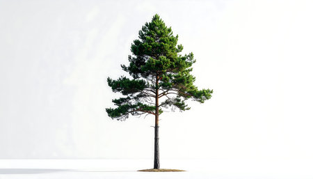 Pine tree isolated on white background. 3d render illustration.の素材