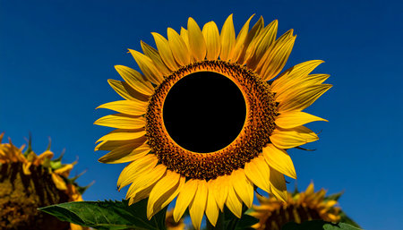 Sunflower on blue sky background with copy space for your text.の素材