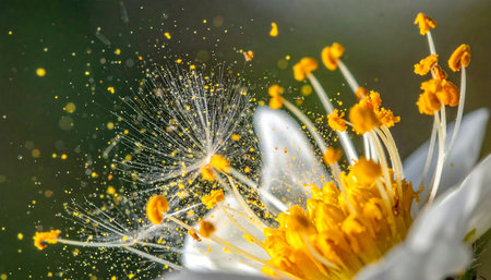 Close up of the pollen of a dandelion flower. Macroの素材