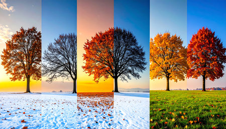 Four seasons of the year - autumn, winter, spring and autumn.の素材