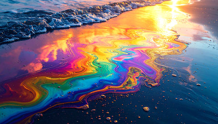 Beautiful abstract art of Ebru marbling painting techniques on water with paintsの素材