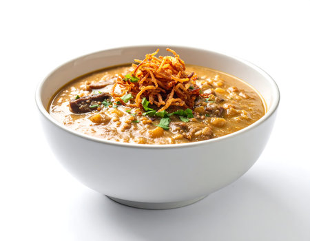 Thai Spicy Chicken Curry Soup isolated on a white background.の素材