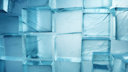 Blue glass wall bricks, semi transparent, glass pieces in rectangular shape, glass texture. high quality photoの素材