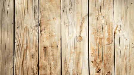 Light natural wooden texture of biege color. Natural pine tree wooden boards with knots and grains, close-up shot. High quality photoの素材